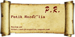Petik Rozália névjegykártya